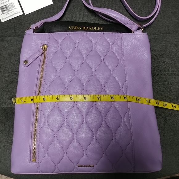 Vera Bradley Genuine Leather Quilted Molly Crossbody Lavender Purple Purse - Picture 11 of 16